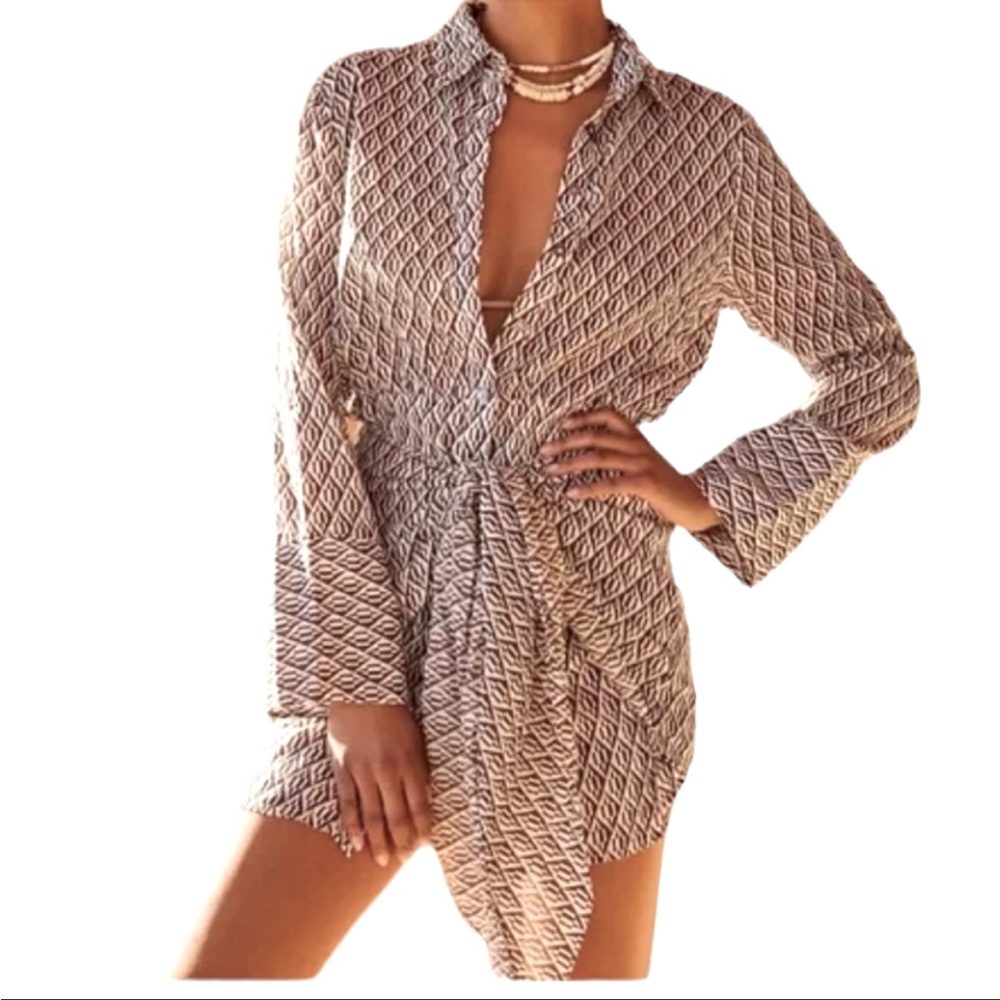 Free People Rillo Brown Wrap T-shirt dress